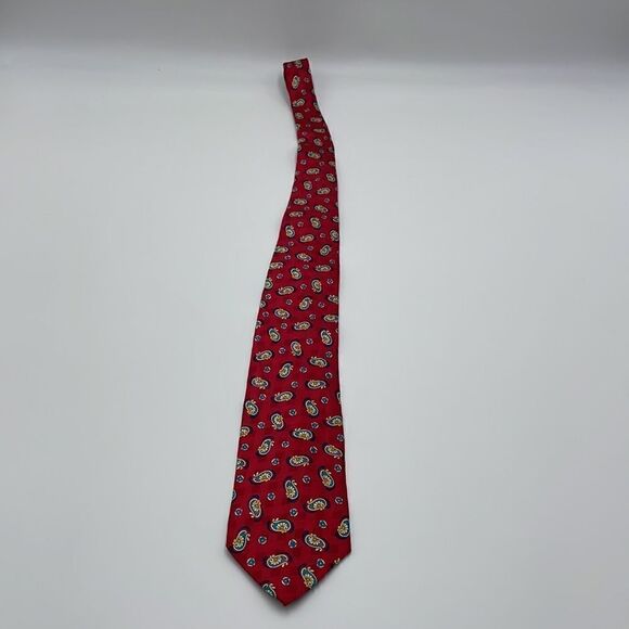 Red lands end tie with blue design NWOTS - Picture 6 of 6